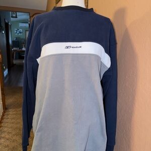 Vintage Retro 90s Reebok Men's Blue and Gray Crewneck Sweater